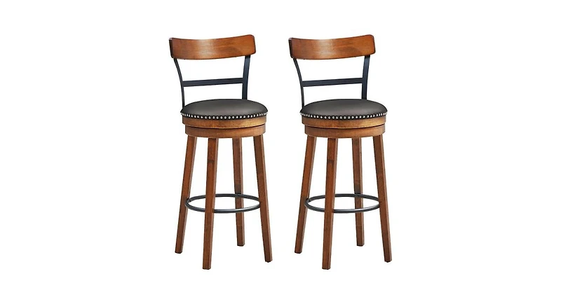 Set of 2 Swivel Bar Height Bar Stool For Bar