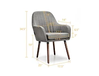 Set of 2 Fabric Upholstered Accent Chairs with Wooden Legs