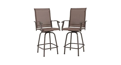 2 Pieces 360 Rotating Bar Stool Set with Armrests for Patio