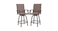 2 Pieces 360 Rotating Bar Stool Set with Armrests for Patio
