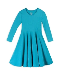 Mightly Girls Fair Trade Organic Cotton Solid 3/4 Sleeve Twirl Dress