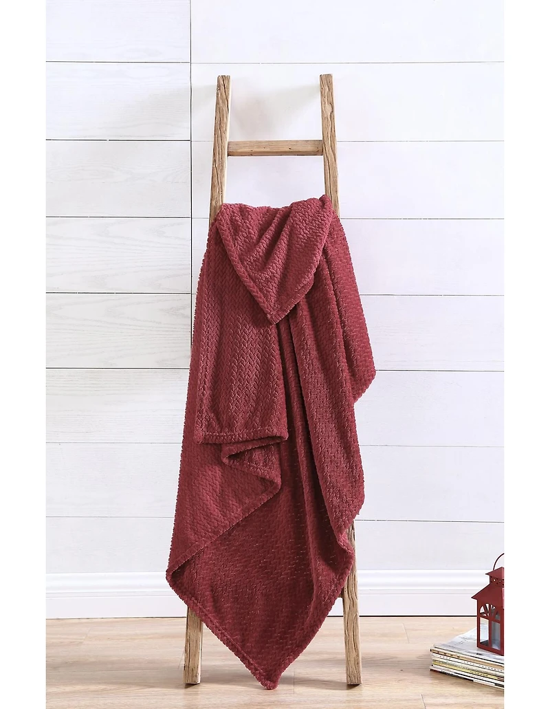 Kate Aurora Ultra Soft & Plush Herringbone Fleece Throw Blanket Covers 50"x60"
