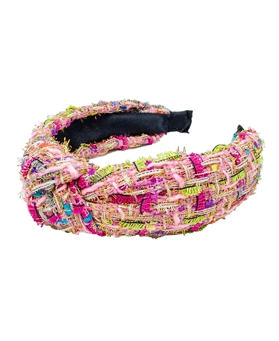 Tiny Treats Girls Pink Tweed Knotted Headband