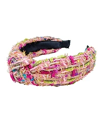Tiny Treats Girls Pink Tweed Knotted Headband