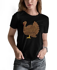 La Pop Art Women's Thanksgiving Word Short Sleeve T-shirt