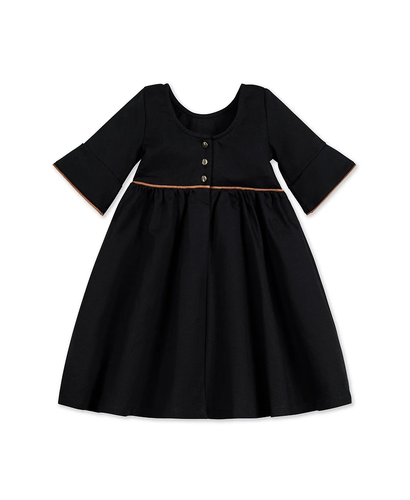 Hope & Henry Big Girls Ruffle Sleeve Ponte Dress with Suede Detail