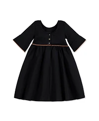 Hope & Henry Big Girls Ruffle Sleeve Ponte Dress with Suede Detail
