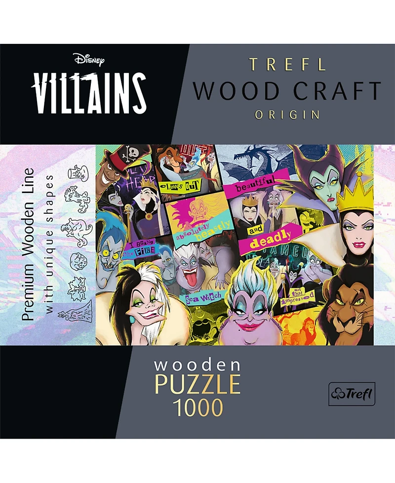 Trefl Wood Craft 1000 Piece Wooden Puzzle - Disney's Villains