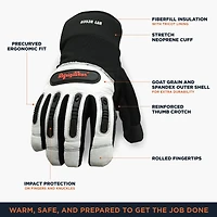 RefrigiWear Men's Ergo Leather Work Gloves - Durable, Insulated, High-Dexterity Cold Weather Protection