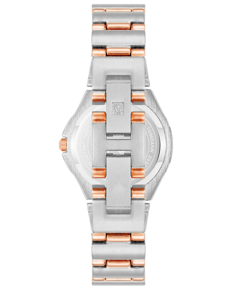 Anne Klein Women's Quartz Silver-Tone and Rose Gold-Tone Alloy Watch, 29mm