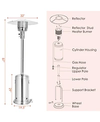 48000 Btu Stainless Steel Propane Patio Standing Heater