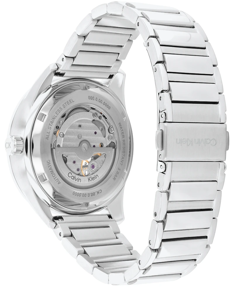 Calvin Klein Men's Automatic Silver Stainless Steel Bracelet Watch 44mm