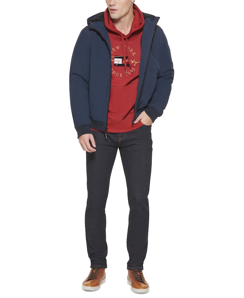 Tommy Hilfiger Men's Softshell Performance Hooded Fleece-Lined Bomber Jacket