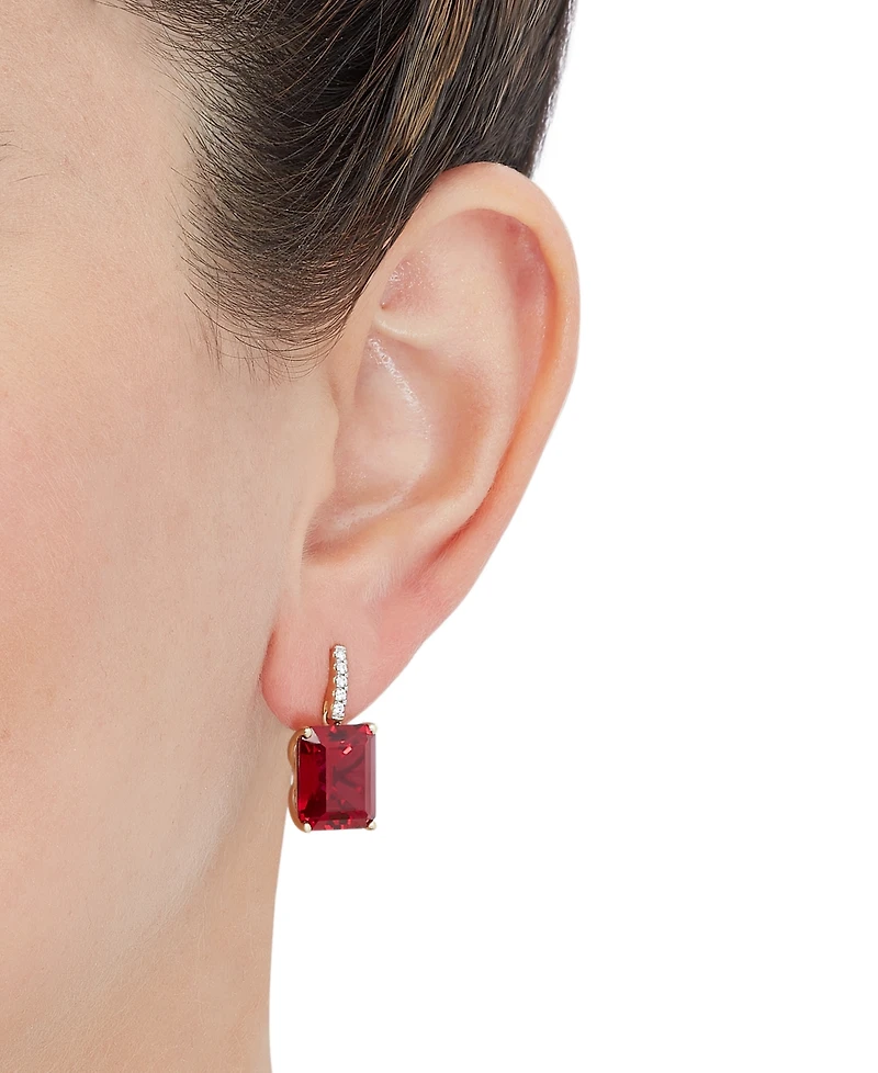 Grown With Love Lab Grown Emerald (10 ct. t.w.) & Lab Grown Diamond (1/10 ct. t.w.) Drop Earrings in 14k Gold