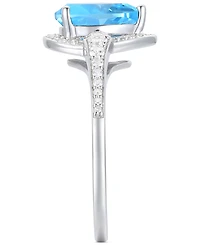 Amethyst (1-1/3 ct. t.w.) & Lab-Grown White Sapphire (1/4 Halo Ring 14k Gold-Plated Sterling Silver (Also Additional Gemstones)