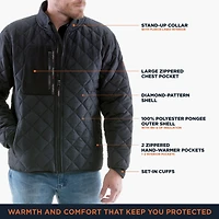 RefrigiWear Big & Tall EnduraQuilt Diamond Quilted Puffer Jacket - Insulated Cold Weather Water-Resistant Winter Coat