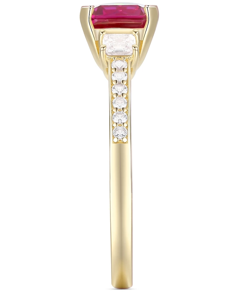 Lab-Grown Morganite (1-3/8 ct. t.w.) & Lab-Grown White Sapphire (1/3 ct. t.w.) Three Stone Ring in 14k Rose Gold-Plated Sterling Silver (Also in Addit