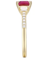 Lab-Grown Morganite (1-3/8 ct. t.w.) & Lab-Grown White Sapphire (1/3 ct. t.w.) Three Stone Ring in 14k Rose Gold-Plated Sterling Silver (Also in Addit