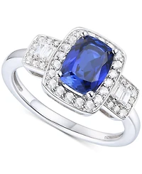 Lab-Grown Emerald (1 ct. t.w.) & White Sapphire (1/2 Halo Statement Ring 14k Gold-Plated Sterling Silver (Also Additional Ge