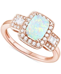 Lab-Grown Emerald (1 ct. t.w.) & White Sapphire (1/2 Halo Statement Ring 14k Gold-Plated Sterling Silver (Also Additional Ge