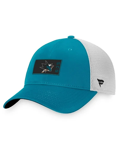 Men's Fanatics Teal, White San Jose Sharks Authentic Pro Rink Trucker Snapback Hat