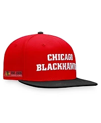 Men's Fanatics Red, Black Chicago Blackhawks Iconic Color Blocked Snapback Hat