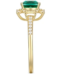 Amethyst (1-1/3 ct. t.w.) & Lab-Grown White Sapphire (1/4 Halo Ring 14k Gold-Plated Sterling Silver (Also Additional Gemstones)