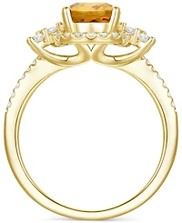 Amethyst (1-1/2 ct. t.w.) & Lab-Grown White Sapphire (1/2 Halo Statement Ring 14k Gold-Plated Sterling Silver