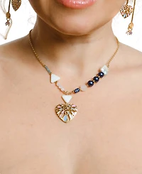 Nectar Nectar New York 18k Gold-Plated Mixed Gemstone Heart Pendant Necklace, 36" + 10" extender