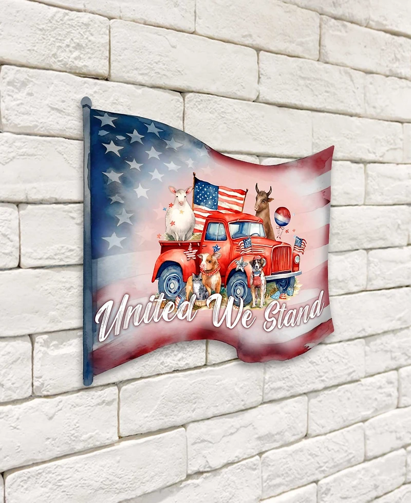 Designocracy Holiday Door Decor Wooden Welcome Sign United We Stand G. DeBrekht