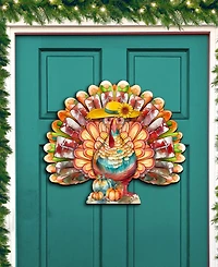 Designocracy Holiday Door Decor Wooden Door Hanger Autumn Turkey G. DeBrekht