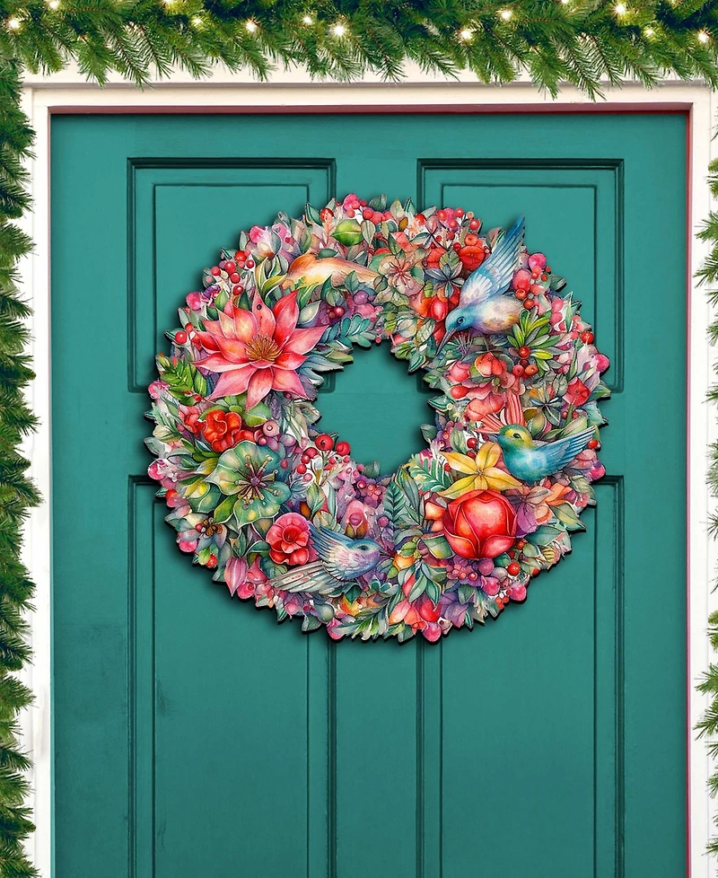 Designocracy Holiday Wooden Door Decor Wall Decor Summer Blooms Wreath G. DeBrekht