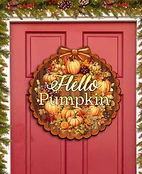 Designocracy Holiday Wooden Door Decor Welcome Sign Hello Pumpkin G. DeBrekht
