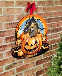 Designocracy Holiday Door Decor Wooden Wall Decor Haunted House G. DeBrekht