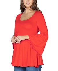 24seven Comfort Apparel Women's Bell Sleeve Flared Tunic Top