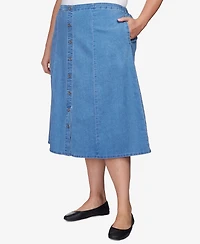 Alfred Dunner Plus Size Paneled Denim Skirt