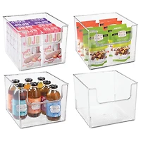 mDesign Kitchen Plastic Storage Organizer Bin with Open Front - Pack - Clear