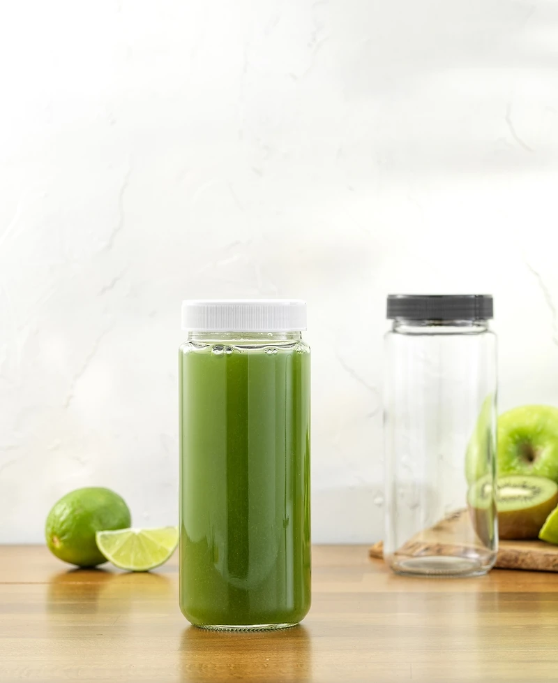 JoyJolt Glass Canning Juice Bottles with Lids, Set of 8