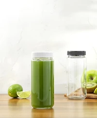 JoyJolt Glass Canning Juice Bottles with Lids, Set of 8