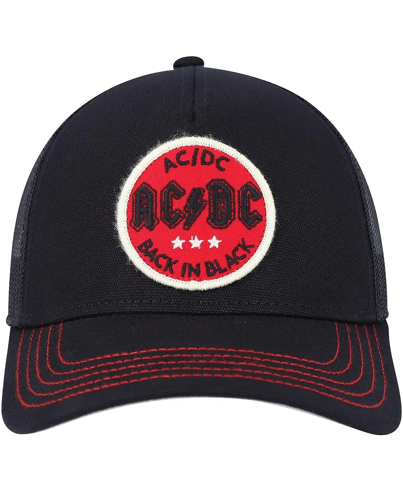Men's American Needle Black Ac/Dc Valin Trucker Snapback Hat