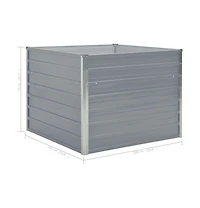Raised Garden Bed 39.4"x39.4"x30.3" Galvanized Steel Gray