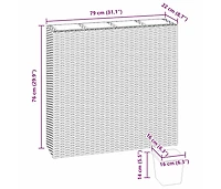 Garden Raised Bed with 4 Pots Poly Rattan Brown