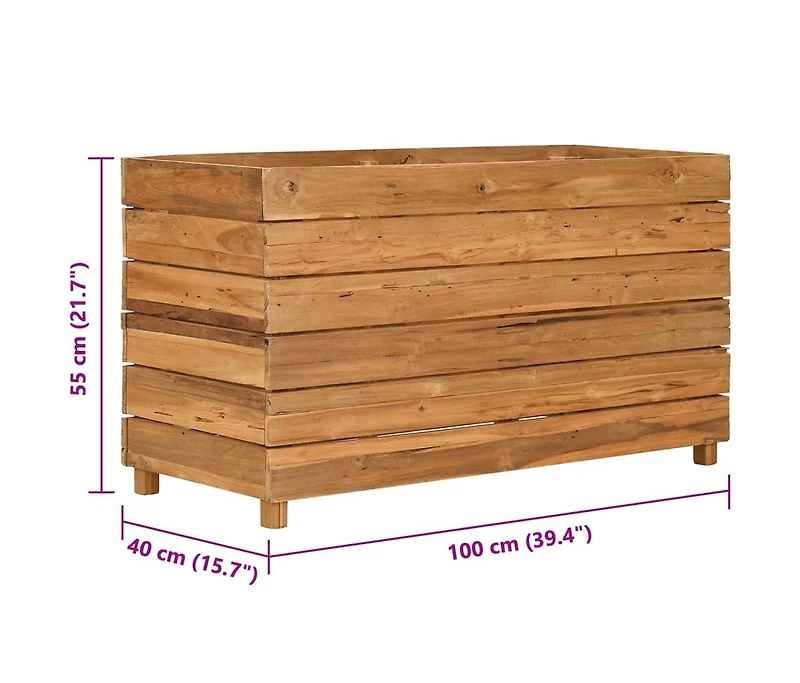 Raised Bed 39.4"x15.7"x21.7" Recycled Teak Wood and Steel