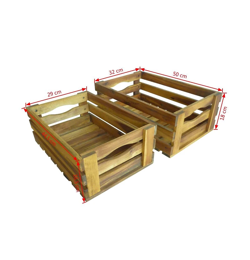 Apple Crate Set 2 Pieces Solid Acacia Wood
