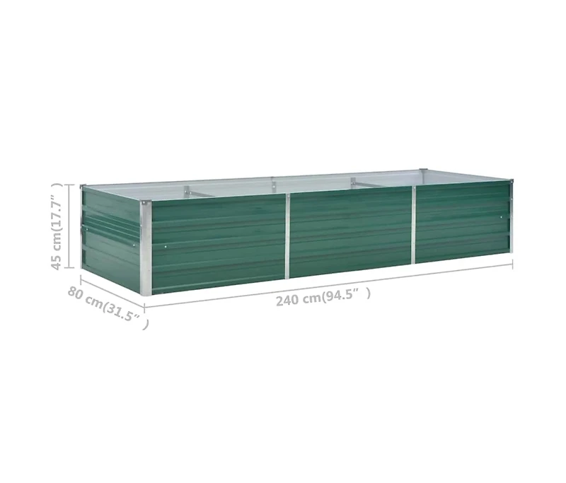 Garden Raised Bed Galvanized Steel 94.5"x31.5"x17.7" Green