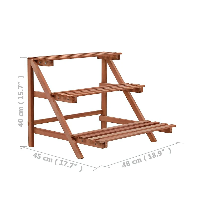 3-Tier Plant Stand Cedar Wood 18.9"x17.7"x15.7"