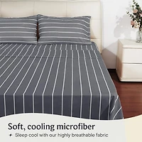 4PC Striped Silky Soft Cooling Deep Pocket Performance Sheet Set - Striped