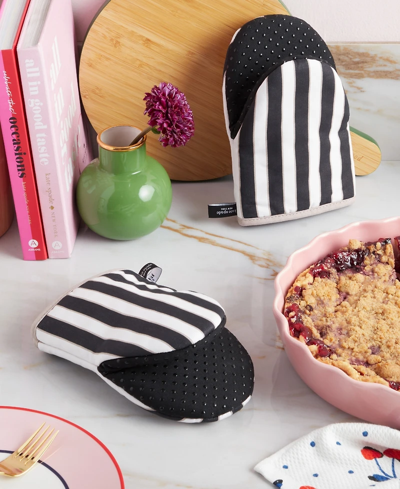 kate spade new york Botanical Stripe Mini Oven Mitt 2-Pack Set, 5.5" x 8"