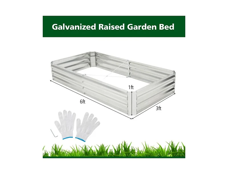 Metal Galvanized Raised Garden Bed with Open-Ended Base
