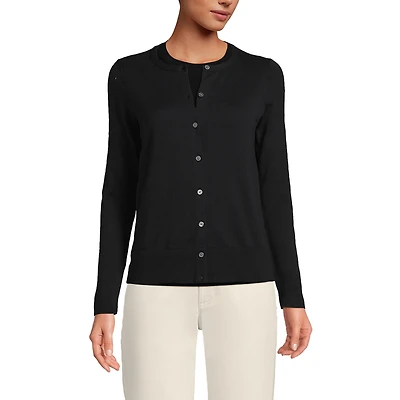 Lands' End Women's Tall Fine Gauge Cotton Cardigan Sweater